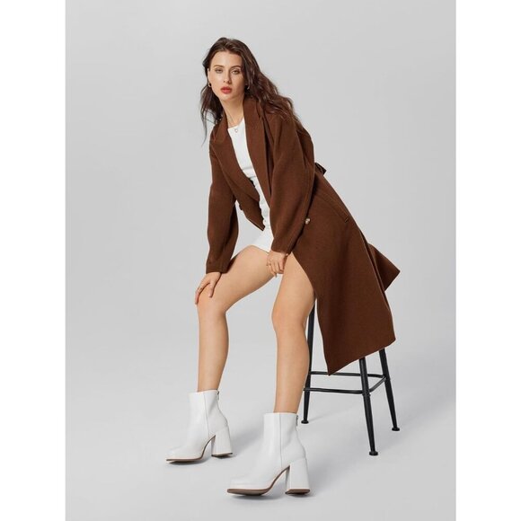 Women White Platform Ankle Boots 3.5 In Chunky High Heel Fashion Leather Boot - Picture 5 of 5